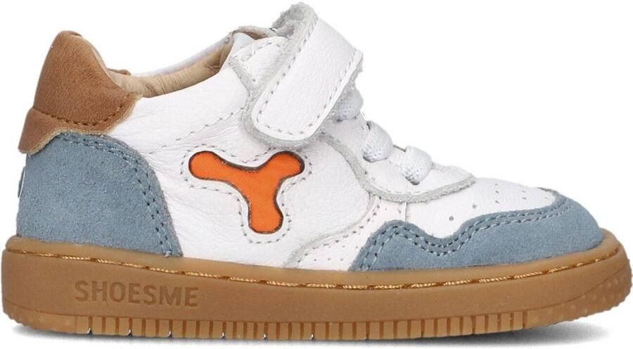 Shoesme Baby Babysneakers White Light Blue Leer