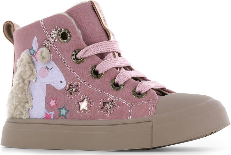 Shoesme Unicorn Veterboots roze Leer Kinderschoenen