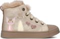 Shoesme Gouden Veterboot Met Katjes Veterschoen Kind Meisjes Gold Cat Microfiber Leer - Goud