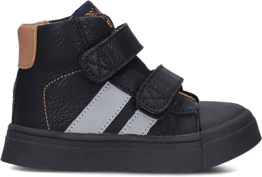 Shoesme Zwarte Bootie Met Grijze Striping Sneakers Kinderen Jongens Black Microfiber nubuck