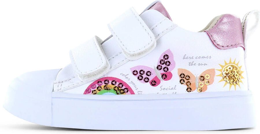 Shoesme Witte Sneaker Met Vlinders Sneakers Kinderen Meisjes White Pink Microfiber leer - Foto 2