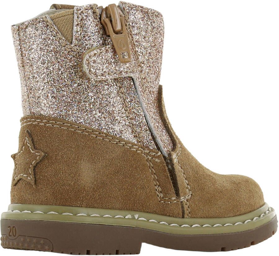 Shoesme suède enkelboots met glitters cognac roze - Foto 7