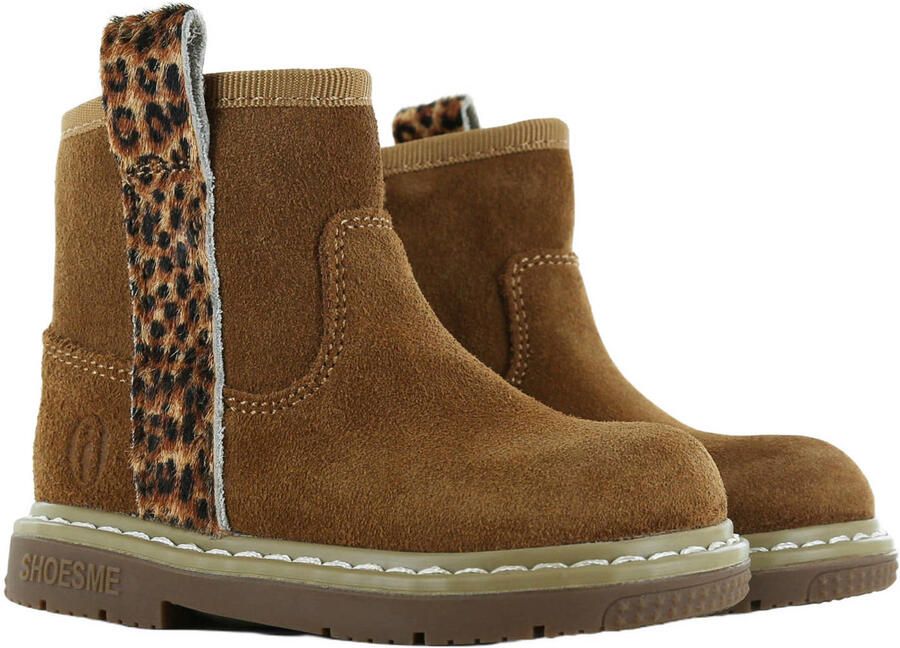 Shoesme suède enkelboots met panterprint cognac - Foto 3