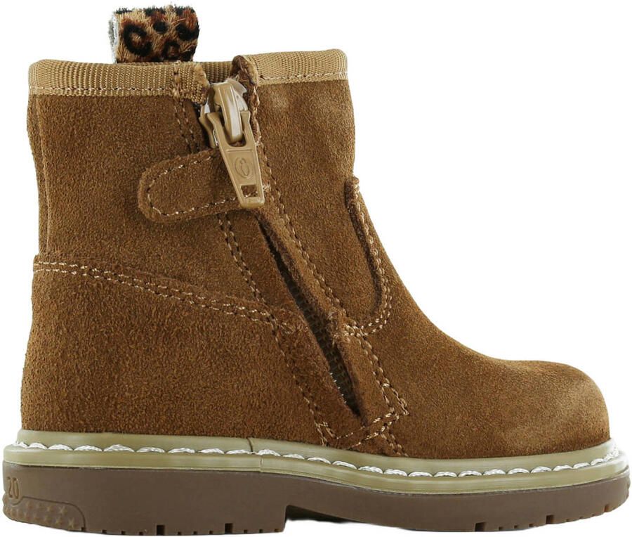 Shoesme suède enkelboots met panterprint cognac - Foto 2