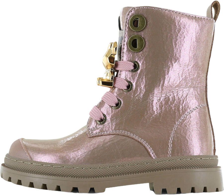 Shoesme suède enkelboots met profielzool roze metallic - Foto 6