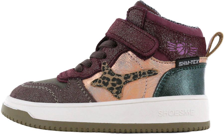 Shoesme suède sneakers met glitters paars groen donkerrood