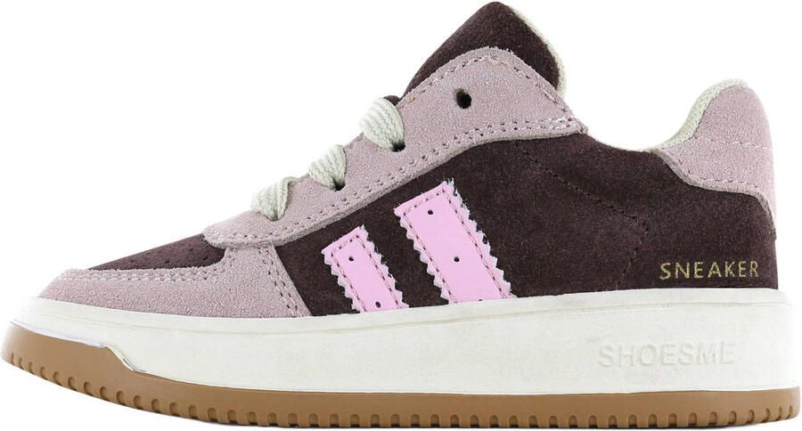 Shoesme suède sneakers roze donkerbruin