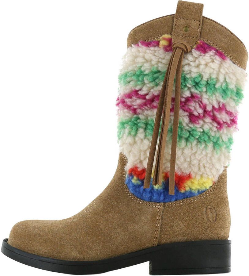 Shoesme western suède laarzen met franjes cognac beige roze - Foto 6