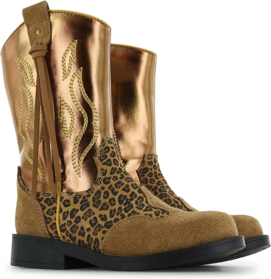 Shoesme western suède laarzen met panterprint cognac - Foto 2