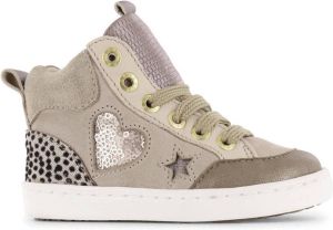 Shoesme UR22W052-C leren sneakers met dierenprint taupe