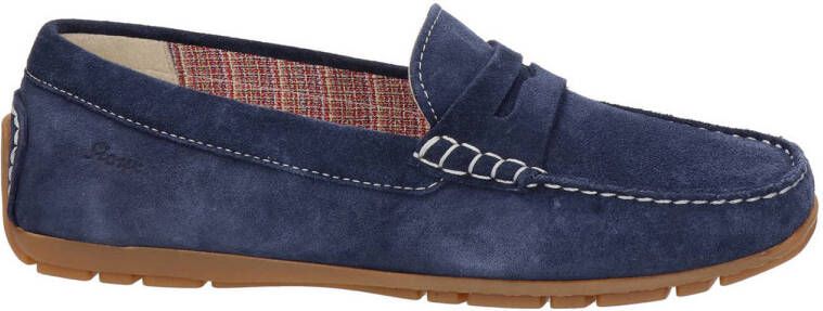 Sioux Carmona Velour suède mocassins blauw