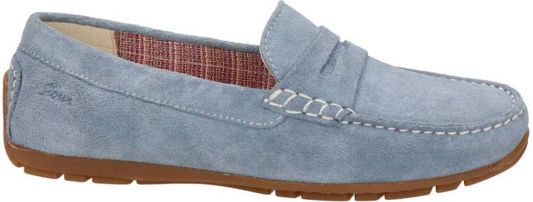 Sioux Carmona Velour suède mocassins lichtblauw