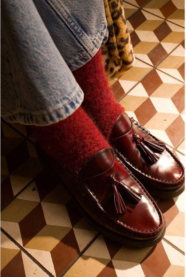 Sissy-Boy Donkerrode leren chunky loafer - Foto 2