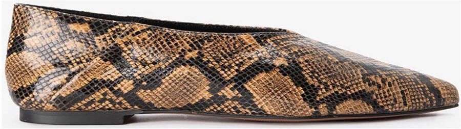 Sissy- leren loafers met slangenprint cognac zwart