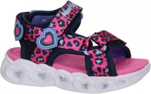 Skechers Heart Lights sandalen met lichtjes panterprint roze