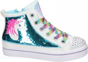 Skechers hoge sneakers met pailletten wit blauw