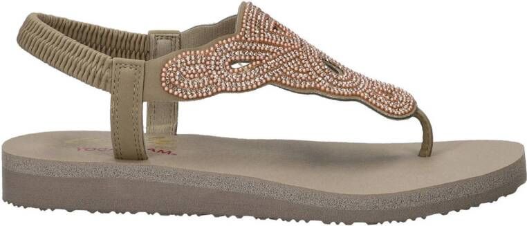 Skechers Meditation sandalen met strass taupe