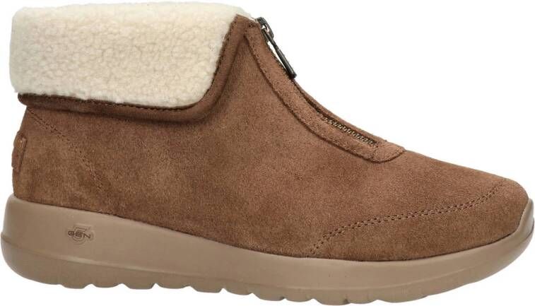 Skechers On-The-Go Joy gevoerde suède enkelboots cognac