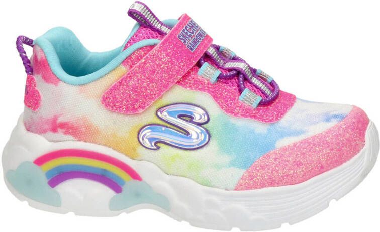 Skechers S Lights sneakers met glitters roze multi