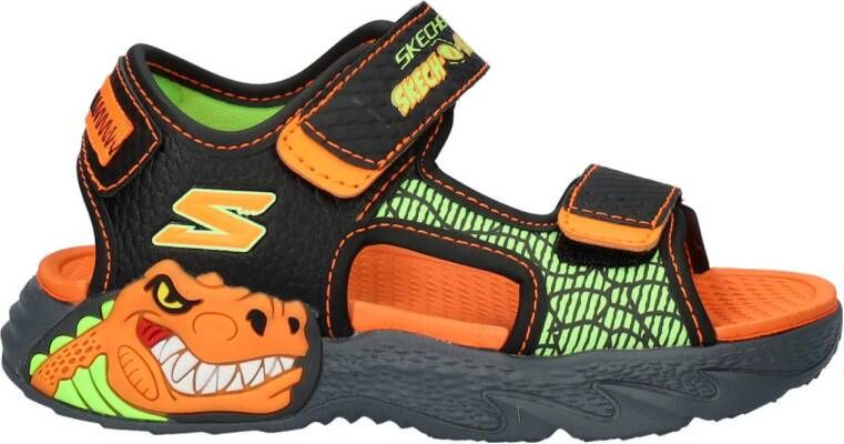 Skechers S-Slights Creature of Splash sandalen met lampjes zwart oranje Jongens Imitatieleer 28
