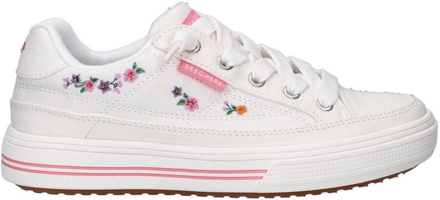 Skechers Arcade katoenen sneakers met borduursels wit roze