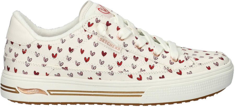 Skechers Arch Fit Arcade Love on Top sneakers met hartjes wit rood