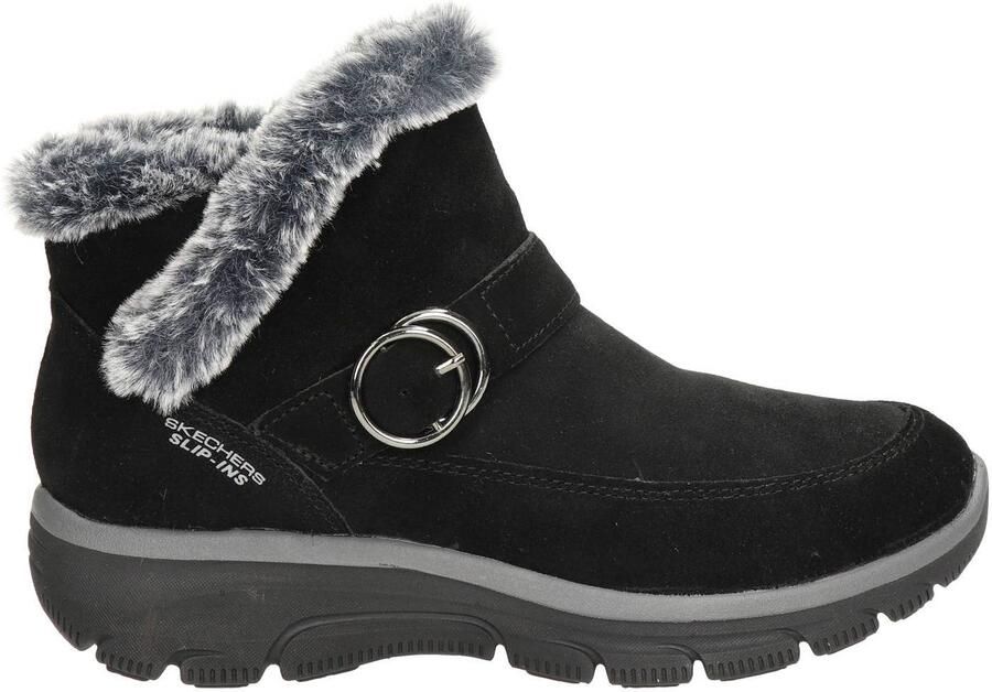 Skechers Easy Going Gentle Winter suède enkelboots met profielzool zwart