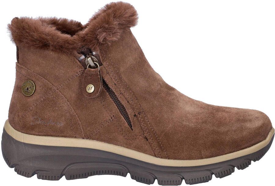 Skechers Easy Going gevoerde suède enkelboots cognac