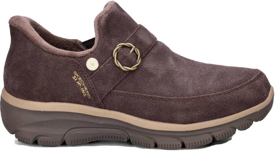 Skechers Easy Going gevoerde suède instappers bruin