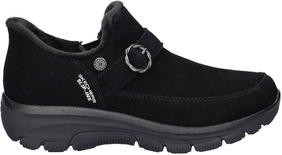 Skechers Easy Going gevoerde suède instappers zwart