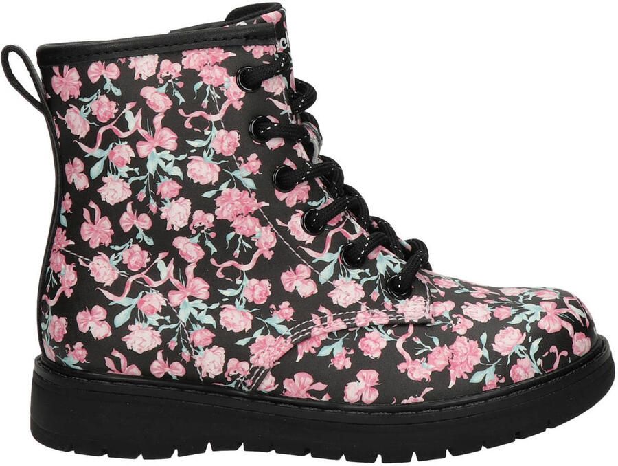 Skechers gebloemde enkelboots met profielzool zwart roze