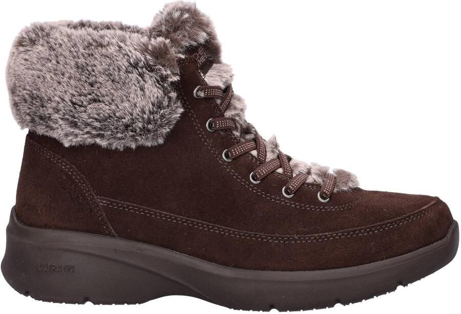 Skechers Glacial Ultimate suède veterboots met plateauzool bruin