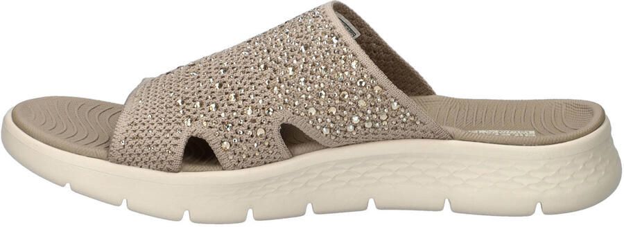 Skechers Go Walk Flex slippers met strass steentjes taupe - Foto 3