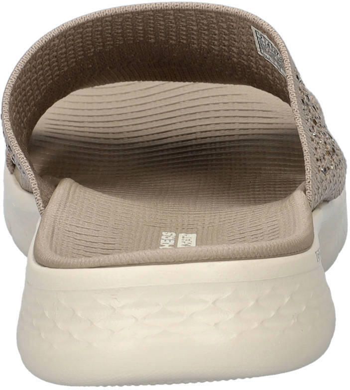 Skechers Go Walk Flex slippers met strass steentjes taupe - Foto 2