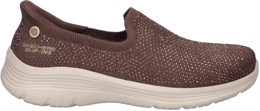 Skechers Hands Free Slip-Ins Bedford Genuine Gem sneakers met strass-steentjes bruin
