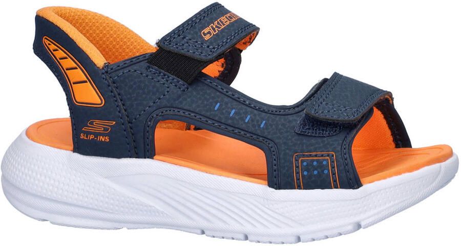 Skechers Hands Free Slip-ins: Microspec-Splash Hydro Ease imitatieleren sandalen donkerblauw oranje