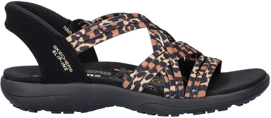 Skechers Hands Free Slip-Ins Reggae Slim sandalen met panterprint beige zwart