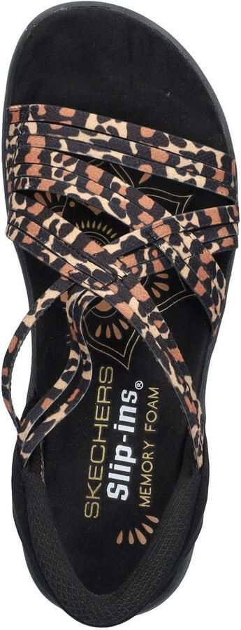 Skechers Hands Free Slip-Ins Reggae Slim sandalen met panterprint beige zwart - Foto 3