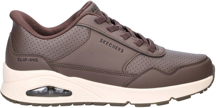 Skechers Hands Free Slip-Ins Uno imitatieleren sneakers met logo bruin