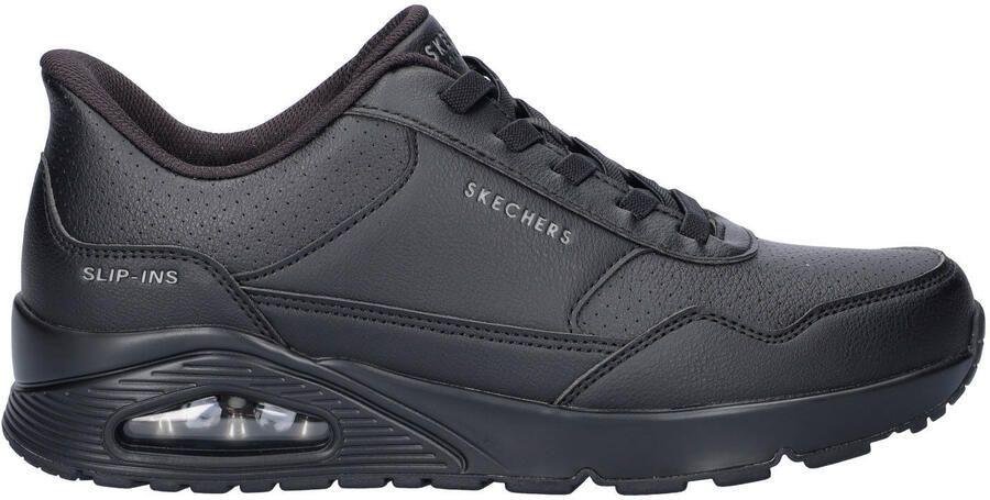 Skechers Hands Free Slip-Ins Uno imitatieleren sneakers met logo zwart