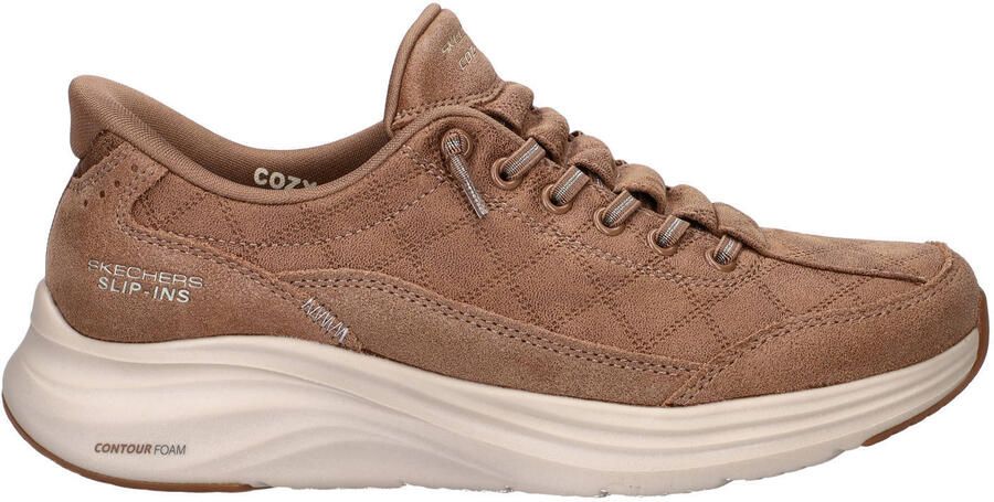 Skechers imitatieleren sneakers cognac
