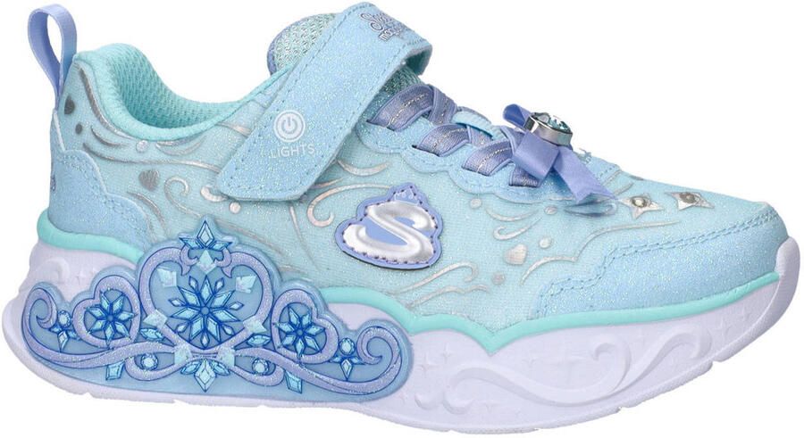 Skechers imitatieleren sneakers met glitters en lichtjes lichtblauw