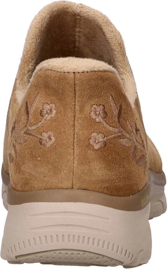Skechers suède instappers met profielzool en borduursels cognac - Foto 2