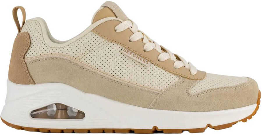 Skechers Uno Two Much Fun Dames Sneakers Taupe Zand
