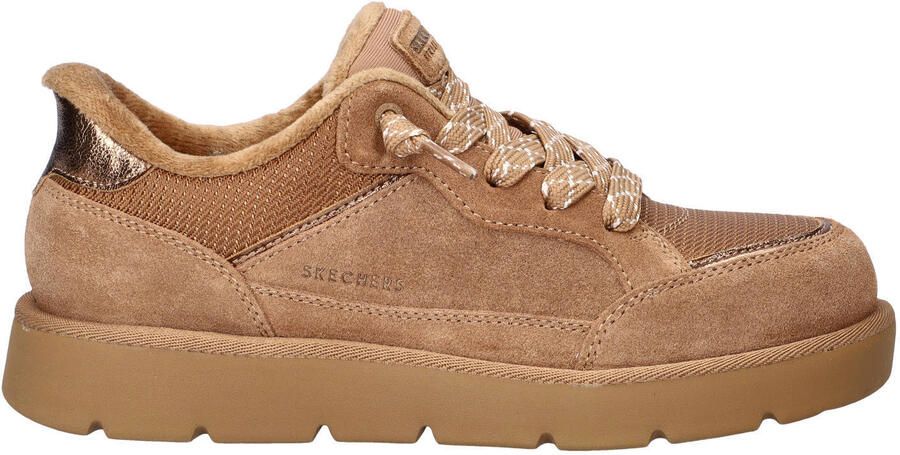 Skechers suède sneakers met profielzool cognac