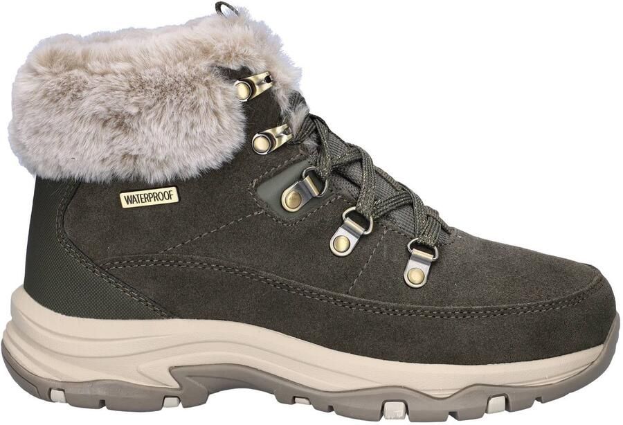 Skechers Trego suède veterboots met profielzool kaki