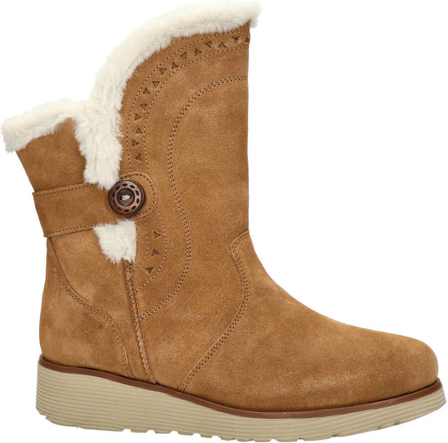 Skechers Wedge-Cozy Peak suède enkelboots lichtbruin - Foto 2