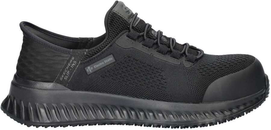 Skechers Work Hands Free Slip-In leren sneakers met logo zwart