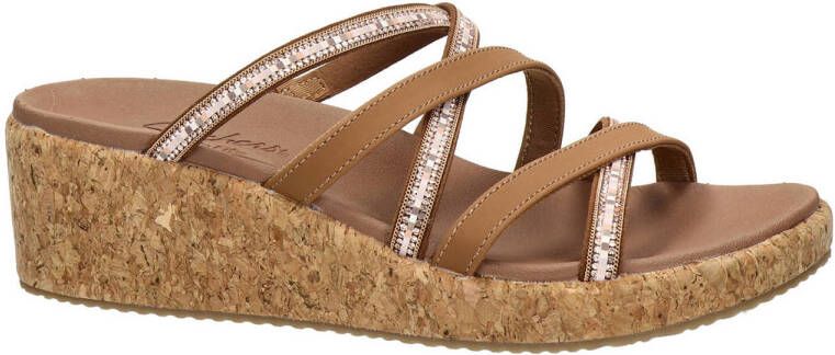 Skechers slippers met strass beige