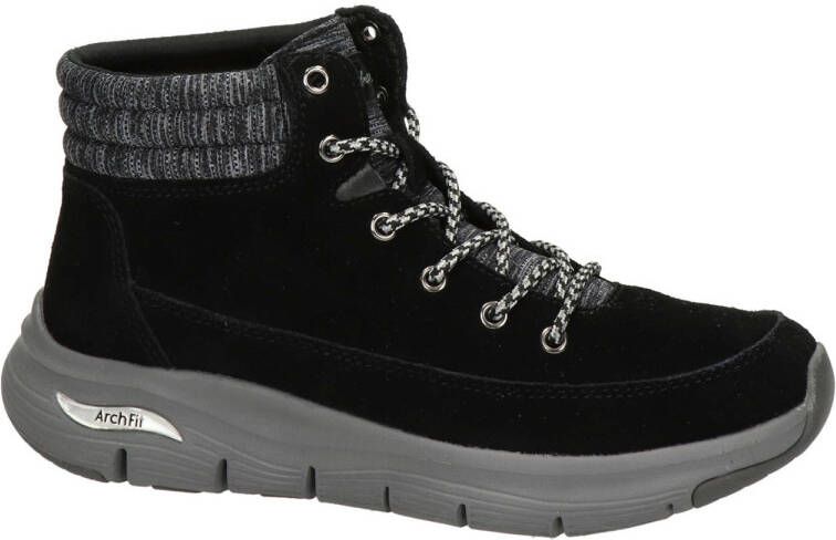 Skechers suede veterboots zwart